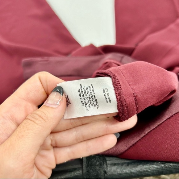 Sejour 16w Satin Trim Burgundy Ankle Pants Flat Front Trouser‎ Cropped Pants - Picture 9 of 11